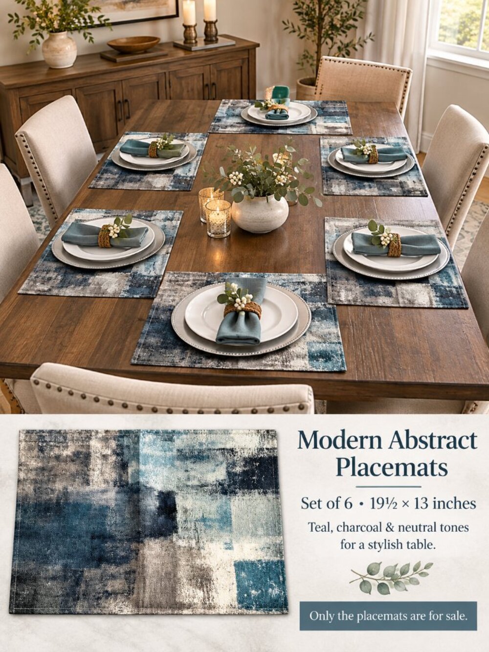 Modern Abstract Placemats — Set of Six